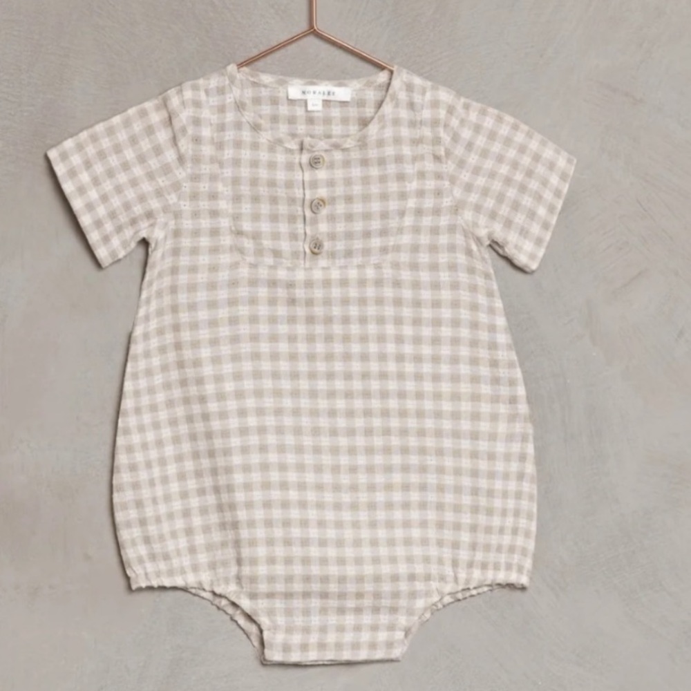 Noralee boy bubble romper, size 2, worn once. Plaid.